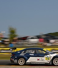 The No. 76 Hyundai Elantra N TCR driven by Preston Brown and Denis Dupont is photographed during The Road America 120 at Road America in Elkhart Lake, Wis., August 3, 2024. (Photo/Bryan Herta Autosport/LAT)
