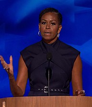 Michelle Obama returned to her hometown of Chicago on August 20 to deliver a rousing and forceful endorsement of Vice President Kamala Harris during the second night of the Democratic National Convention.
Mandatory Credit:	CNN via CNN Newsource