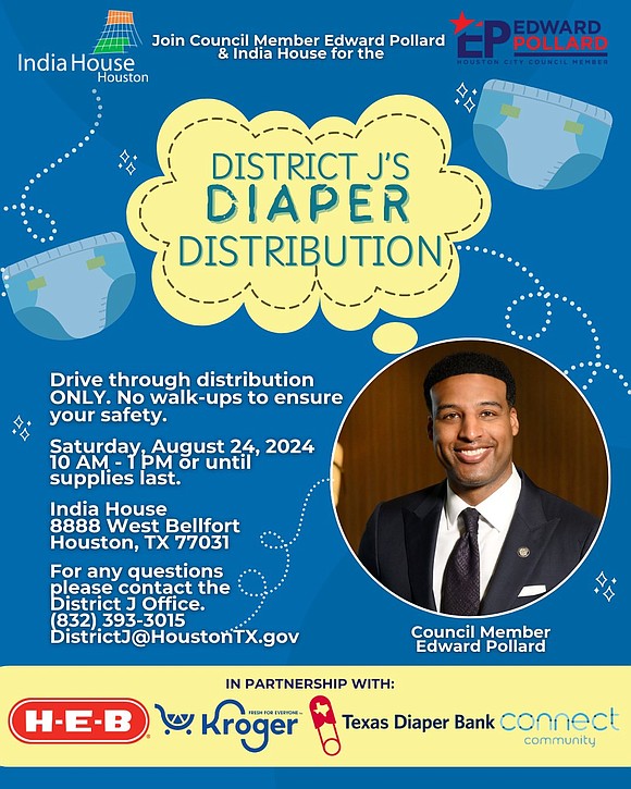 Council Member Edward Pollard is hosting a Diaper Distribution event in collaboration with community partners to support financially burdened families …