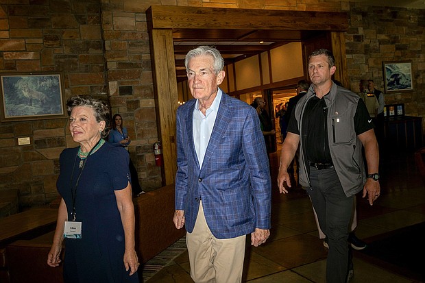 Federal Reserve Chair Jerome Powell arrives to a dinner at the Jackson Lake Lodge during the Kansas City Fed's economic symposium in Moran, Wyoming, on August 22.
Mandatory Credit:	Natalie Behring/Bloomberg/Getty Images via CNN Newsource
