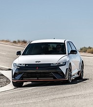 Hyundai IONIQ 5 N is photographed in California City, Calif., on Sep. 13, 2023.
