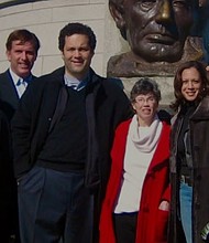 Ben Jealous and Kamala Harris in Springfield, Ill. at Barack Obama's Presidential Announcement