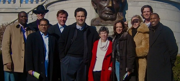 Ben Jealous and Kamala Harris in Springfield, Ill. at Barack Obama's Presidential Announcement