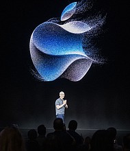 Tim Cook, chief executive officer of Apple Inc., speaks during a launch event for the new Apple iPhone 15 at Apple Park in Cupertino, California, on September 12, 2023.
Mandatory Credit:	Nic Coury/AFP/Getty Images via CNN Newsource
Dateline: