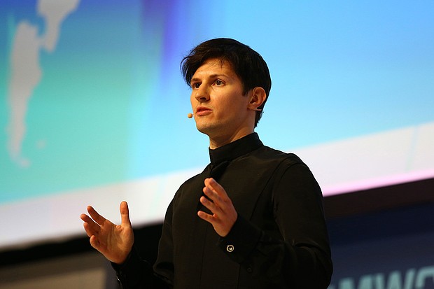 Telegram founder and CEO Pavel Durov, pictured at a conference in Barcelona, Spain, on February 23, 2016, has been detained by French authorities at Bourget Airport.
Mandatory Credit:	Manuel Blondeau/AOP.Press/Corbis/Getty Images via CNN Newsource