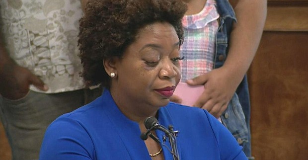 Candra Rogers was injured by a student earlier this month and said she could lose her eye due to the incident.
Mandatory Credit:	KTVT via CNN Newsource