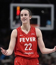 Another game, another slice of history for Indiana Fever star Caitlin Clark.
Mandatory Credit:	Brynn Anderson/AP via CNN Newsource