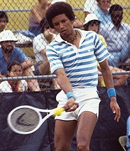 Arthur Ashe during the Washington Star International tennis tournament, Washington, D.C., July 1975.