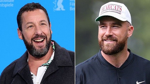Adam Sandler and Travis Kelce.
Mandatory Credit:	Getty Images via CNN Newsource