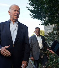 President Joe Biden speaks to reporters after attending church in Rehoboth Beach, Delaware, on August 31.
Mandatory Credit:	Kevin Lamarque/Reuters via CNN Newsource