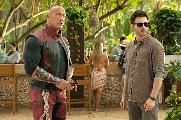 (from left) Dwayne Johnson, Chris Evans in "Red One."
Mandatory Credit:	Karen Neal/Amazon Studios/Everett Collection via CNN Newsource