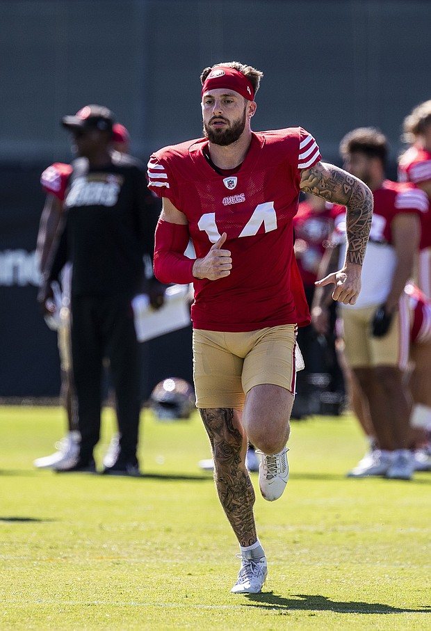 San Francisco 49ers wide receiver Ricky Pearsall, seen here during a workout in August, was shot during an attempted robbery on August 31, according to the team and police.
Mandatory Credit:	Thurman James/Cal Sport Media/Sipa via CNN Newsource