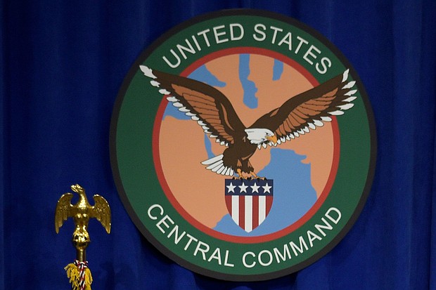 US forces and Iraqi security forces killed more than a dozen ISIS operatives in an early morning raid August 29. 
The seal for the U.S. Central Command is displayed on Feb. 6, 2017, at MacDill Air Force Base, Fla.
Mandatory Credit:	Susan Walsh/AP/File via CNN Newsource