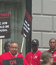 Nearly 900 Boston hotel workers went on strike on the morning of September 1.
Mandatory Credit:	WBZ via CNN Newsource