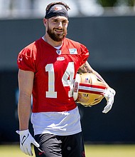 San Francisco 49ers wide receiver Ricky Pearsall, seen here during the rookie minicamp, was placed on the reserve/non-football injury list on September 2 after he was shot in the chest.
Mandatory Credit:	Robert Kupbens/USA TODAY Sports/Reuters via CNN Newsource