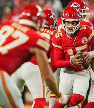 Kansas City Chiefs quarterback Patrick Mahomes scrambles during the first half against the Baltimore Ravens.
Mandatory Credit:	Jay Biggerstaff/USA Today Sports/Reuters via CNN Newsource