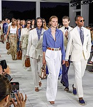 Crisp whites were on show (after Labor Day) at Ralph Lauren, with new takes on equestrian-influenced styles and northeast coastal codes.
Mandatory Credit:	Victor Virgile/Gamma-Rapho/Getty Images via CNN Newsource