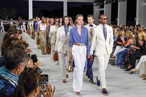 Crisp whites were on show (after Labor Day) at Ralph Lauren, with new takes on equestrian-influenced styles and northeast coastal codes.
Mandatory Credit:	Victor Virgile/Gamma-Rapho/Getty Images via CNN Newsource