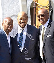 Left to Right: Former Houston Mayor Sylvester Turner; Elwyn Lee; the late Congresswoman Sheila Jackson Lee’s husband; and Commissioner Rodney Ellis/
Photos by Ivonne Godinez with Office of Harris County Commissioner Rodney Ellis