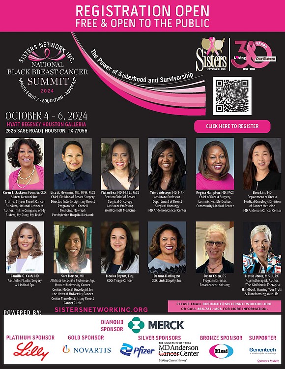 Sisters Network® Inc. will host the free 2024 National Black Breast Cancer Summit in Houston on October 4-6, featuring leading …