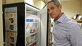 Childhood vaccines are stored in temperature-controlled refrigerators at Dr. Eric Ball’s practice in Orange County, Calif.