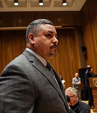 New York City Police Commissioner Edward Caban attends a news conference in New York City on April 3.
Mandatory Credit:	Brendan McDermid/Reuters via CNN Newsource