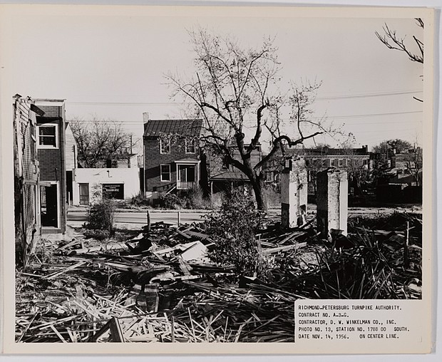 This photo shows the destruction of houses in Jackson Ward for Richmond-Petersburg Turnpike on Nov. 14, 1956.