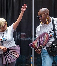 Tabatha Williams and Charnette Lee at Black Pride RVA event at the Richmond Convention Center on July 20.