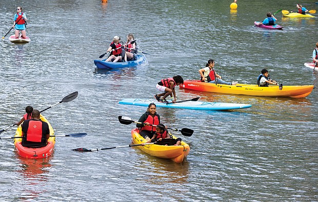 Appomattox River Company and Waterfront RVA provide recreational kayaks during
the 16th Annual Dominion Riverrock on May 17.