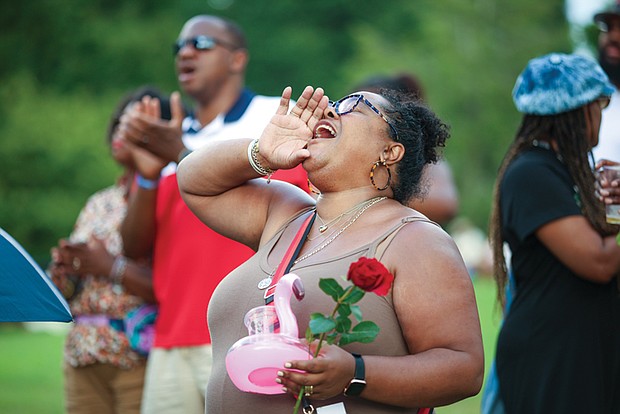 Mimi Melvin Parham enjoys a jazz performance at the Richmond Jazz & Music Festival on Aug. 10 at Maymont.