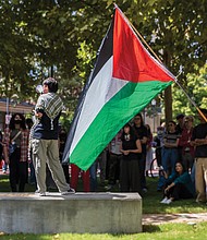 Virginia Commonwealth University students participate in a walkout Wednesday, Sept. 4, to advocate for support of Palestine.