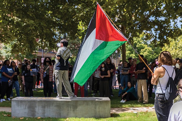 Virginia Commonwealth University students participate in a walkout Wednesday, Sept. 4, to advocate for support of Palestine.