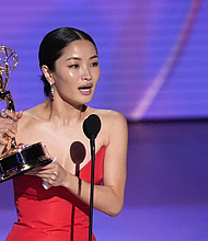 Anna Sawai accepts the award for outstanding lead actress in a drama series for "Shogun" during the 76th Primetime Emmy Awards - CREDIT -