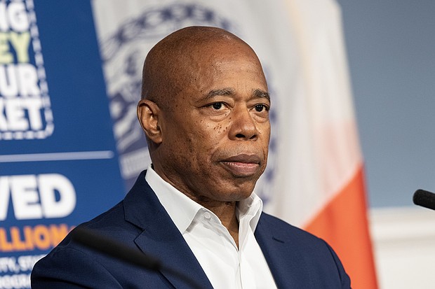 Mayor Eric Adams speaks at City Hall in New York City on August 27.
Mandatory Credit:	Lev Radin/Pacific Press/LightRocket/Getty Images via CNN Newsource
Dateline:	NEW YORK, New York