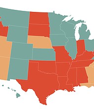 Here’s where abortion access currently stands in the United States (Red=banned; Brown=Legal with gestational limit of 6-18 weeks; Green=legal)
Mandatory Credit:	CNN via CNN Newsource