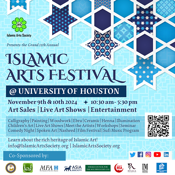 The 11th Annual Islamic Arts Festival, happening November 9-10, 2024, at the University of Houston, will feature a diverse range …