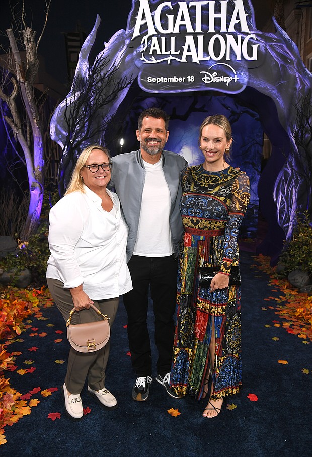 LOS ANGELES, CALIFORNIA - SEPTEMBER 16: (2nd L-R) Dave Jordan and Justine von Winterfeldt attend the launch event for Marvel Television's Agatha All Along at El Capitan Theatre in Hollywood, California on September 16, 2024. (Photo by Alberto E. Rodriguez/Getty Images for Marvel)