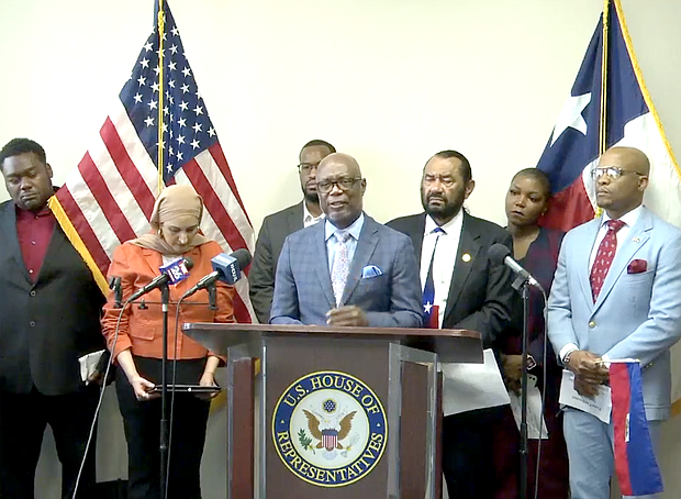 Congressman Al Green wit Bishop James Dixon, President of the Houston NAACP, hosted a press conference on Monday, September 23, 2024, addressing s prevarications against the Haitian community by Former President Donald Trump