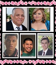 LtoR: 65-year-old Ramiro Reyes and his wife, Rosalva Reyes, 19-year-old Ryan McGowan, Jonathan Jimenez, 20, and Gonzalo Andrew Gonzalez, 22
