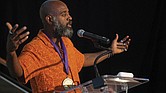 Reginald Dwayne Betts receives the Patron of Letters for promoting libraries and literacy at the Library of Virginia’s 27th Annual Virginia Literary Awards.