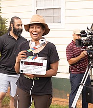 Filmmaker Tamika Lamison on the set of her short film, “Superman Doesn’t Steal,” in Atlanta.