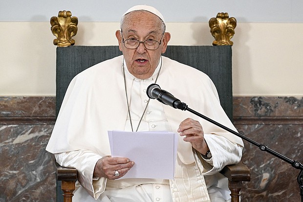 Pope Francis pictured during a papal visit to the Royal Castle in Laeken, Brussels.
Mandatory Credit:	Dirk Waem/BELGA MAG/AFP/Getty Images via CNN Newsource