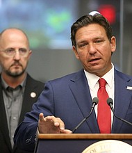 Florida Gov. Ron DeSantis speaks about state preparedness for the impending tropical storm at the Emergency Operations Center in Tallahassee, Florida on September 24.
Mandatory Credit:	Elena Barrera/Tallahassee Democrat/USA Today Network/Imagn Images via CNN Newsource
