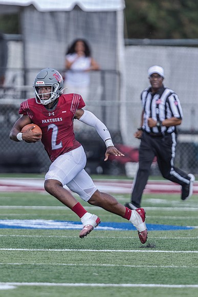 VUU quarterback Mark Wright (2) calls his own number Oct. 5 during the Panthers’ 31-13 victory over Winston-Salem State at Hovey Stadium.