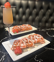 The Fox Trap will donate $1 for every limited time “Foxy Red Waffle”, and “Pink 75” sold throughout the month of October to Sisters Network Inc. to support local breast cancer initiatives.  
Photos: Courtesy of The Fox Trap Restaurant & Lounge