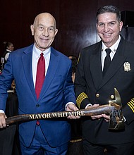 Red Hot Gala benefiting the Houston Professional Firefighters Association
Houston Mayor, John Whitmire, Houston Fire Chief, Tom Munoz
Photo By Catchlight Group