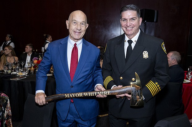 Red Hot Gala benefiting the Houston Professional Firefighters Association
Houston Mayor, John Whitmire, Houston Fire Chief, Tom Munoz
Photo By Catchlight Group