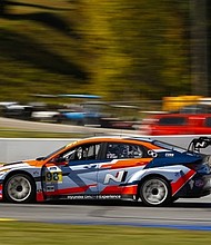 The No. 98 Hyundai Elantra N TCR driven by Mason Filippi and Mark Wilkins is photographed during the Fox Factory 120 at Michelin Raceway Road Atlanta in Braselton, Ga., Oct. 11, 2024. (Photo/Bryan Herta Autosport/LAT)