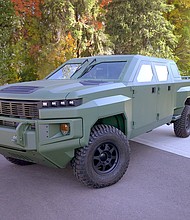 Front view of GM Defense’s Next Gen tactical vehicle
