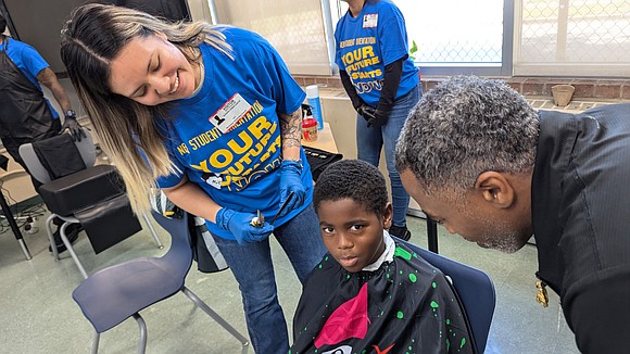 Students from Houston Community College's barbering program provided free haircuts to scholars at Blackshear Elementary, fostering confidence and community engagement.